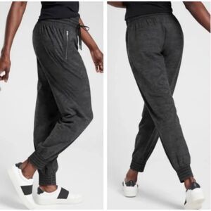 Athleta Jogger Pants Size 2 Printed Black Moire Athletic Zip Pockets Camden